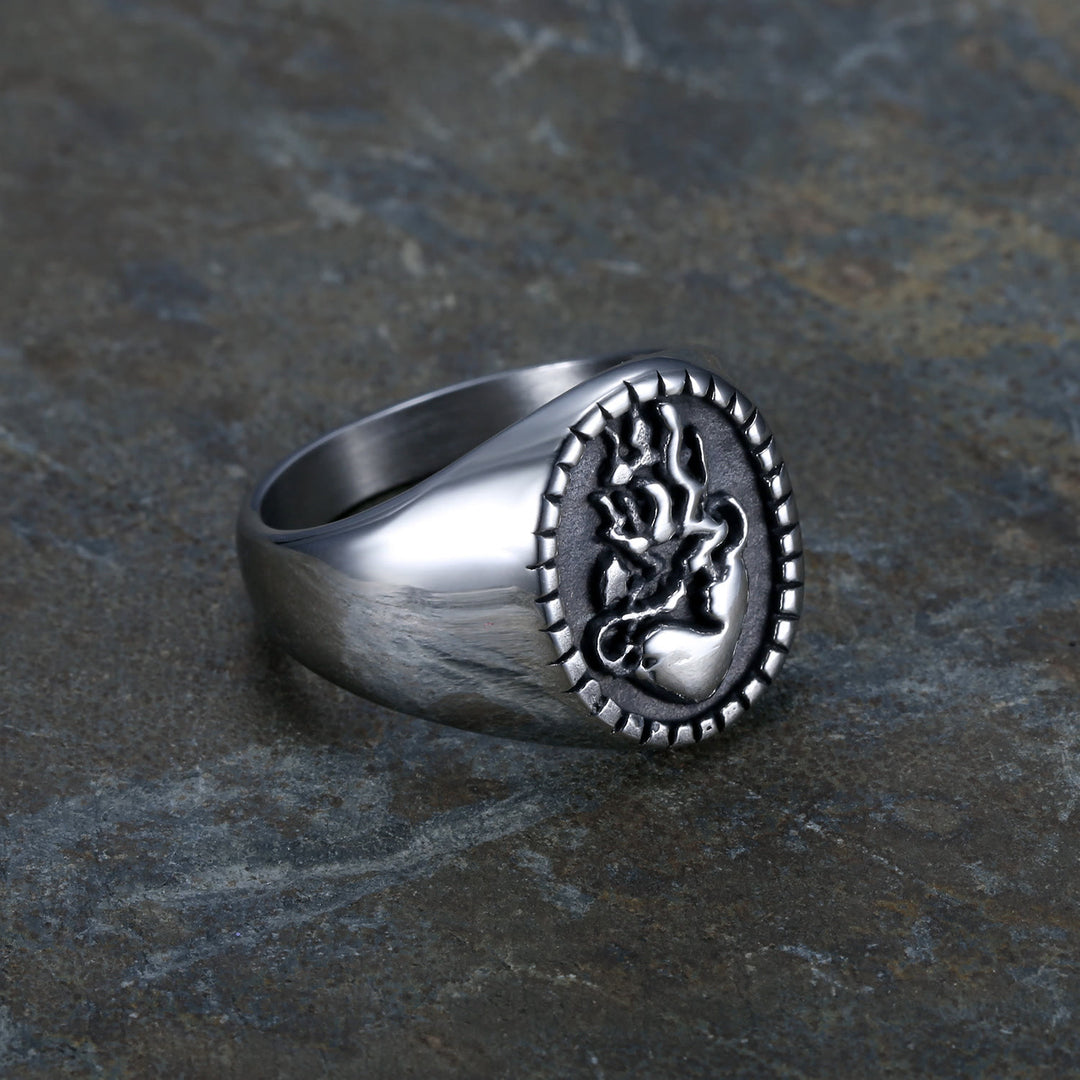 Christianartworkshop Classic Retro Style Jesus Sacred Heart Engraved Stainless Steel Faith Ring