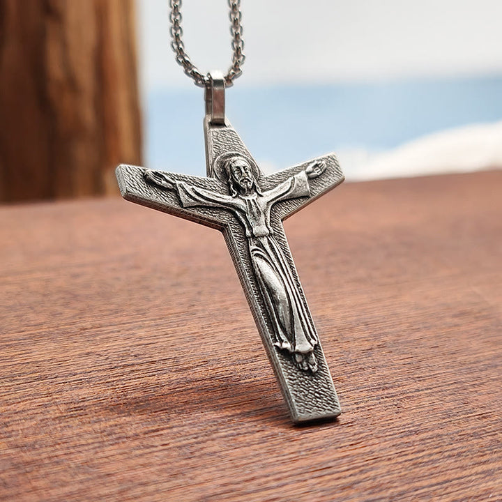 Christianartworkshop Faith and Courage Cross Crucifix Necklace: A Symbol of Resilience