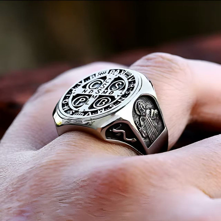 Christianartworkshop St. Benedict Cross Faith Ring: A Symbol of Loving Gift