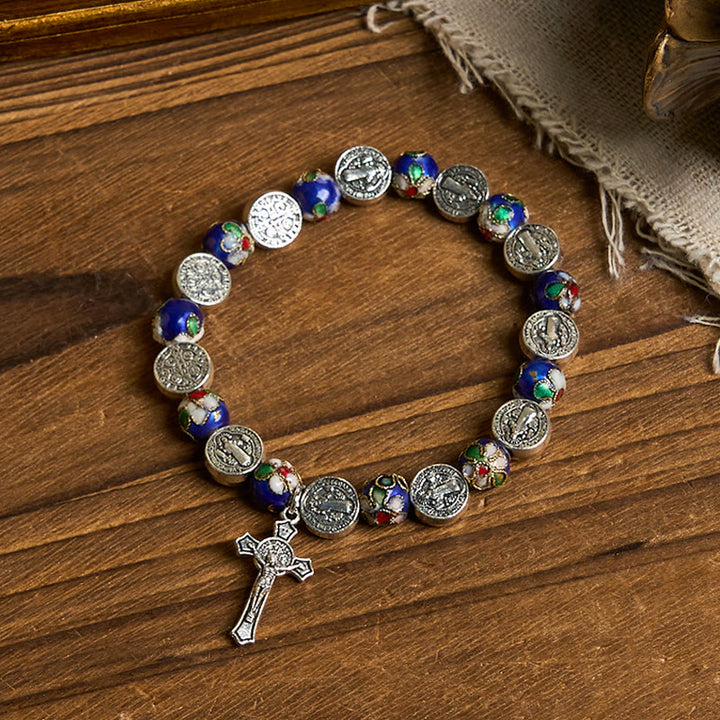 Christianartworkshop Handcrafted Blue Cloisonné Beads Divine Blessing Bracelet: A Symbol of Faith