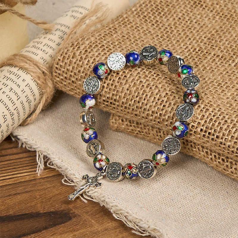 Christianartworkshop Handcrafted Blue Cloisonné Beads Divine Blessing Bracelet: A Symbol of Faith