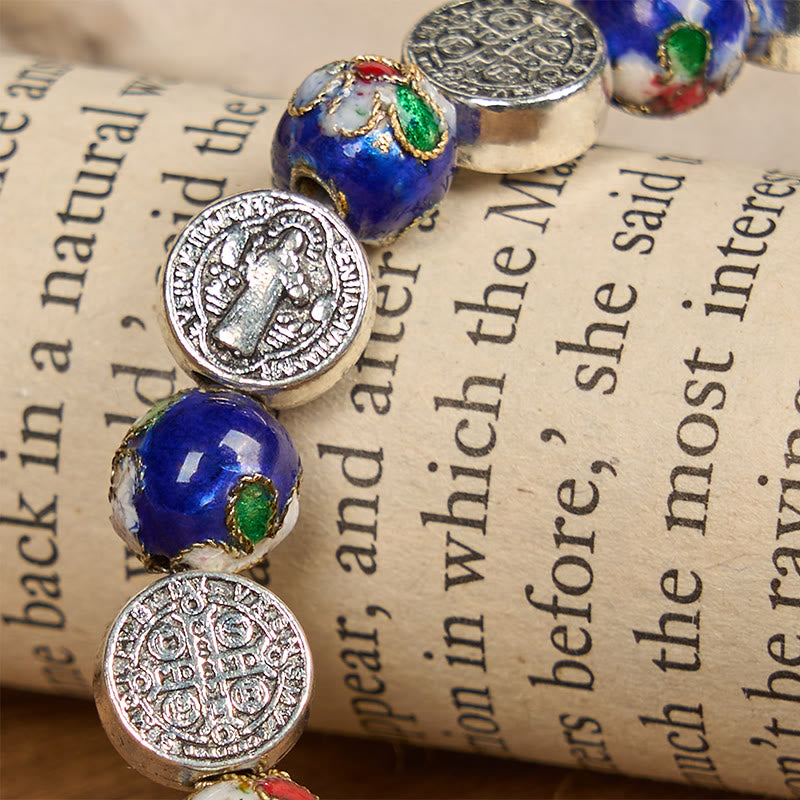 Christianartworkshop Handcrafted Blue Cloisonné Beads Divine Blessing Bracelet: A Symbol of Faith