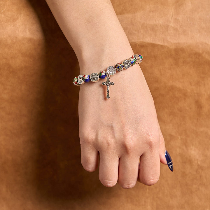 Christianartworkshop Handcrafted Blue Cloisonné Beads Divine Blessing Bracelet: A Symbol of Faith