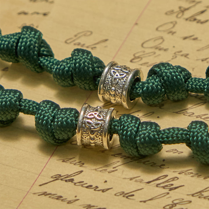 Christianartworkshop PRAYERFUL FAITH: St. Patrick Medal Dark Green Handmade Paracord Knotted Rosary - image 7
