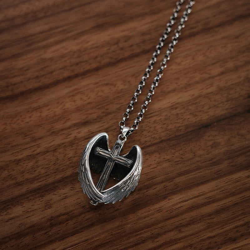 Christianartworkshop 925 Sterling Silver Angel Wings Cross Necklace: Embodying Faith and Celestial Grace - image 6