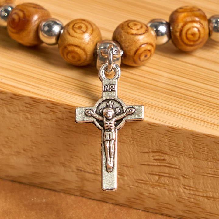 Christianartworkshop Jesus Icon Crucifix Rose Bracelet: Handmade Spiritual Jewelry with Exquisite Craftsmanship