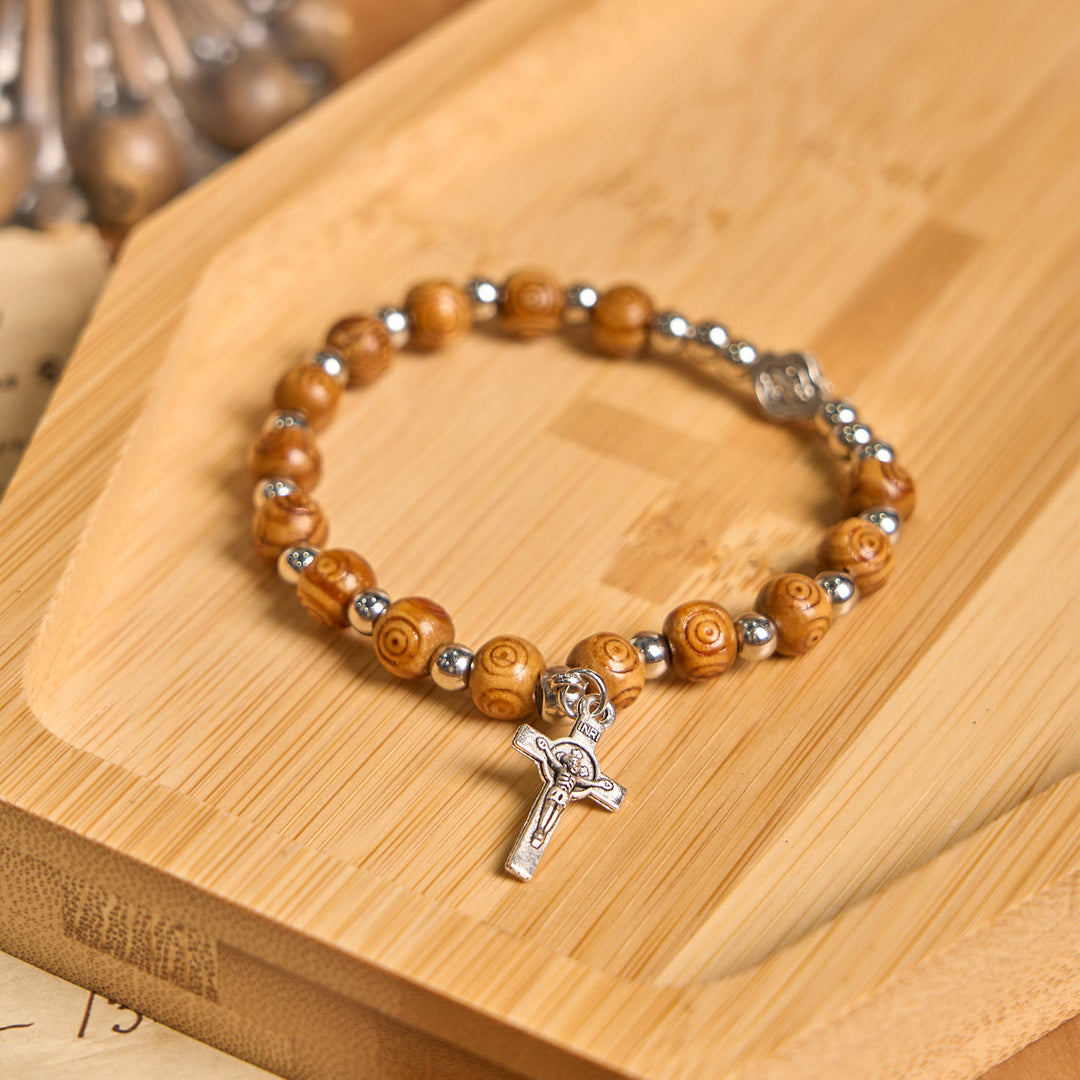 Christianartworkshop Jesus Icon Crucifix Rose Bracelet: Handmade Spiritual Jewelry with Exquisite Craftsmanship