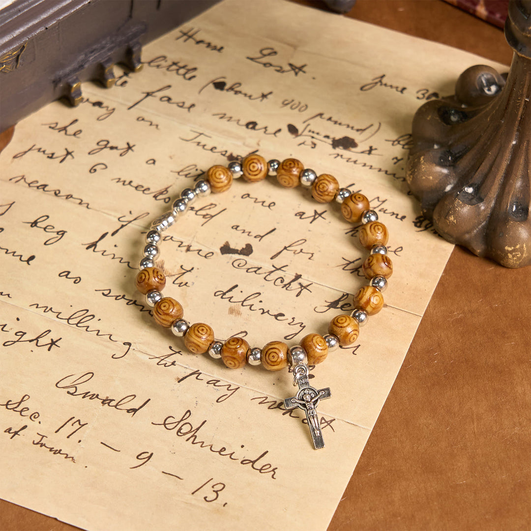 Christianartworkshop Jesus Icon Crucifix Rose Bracelet: Handmade Spiritual Jewelry with Exquisite Craftsmanship