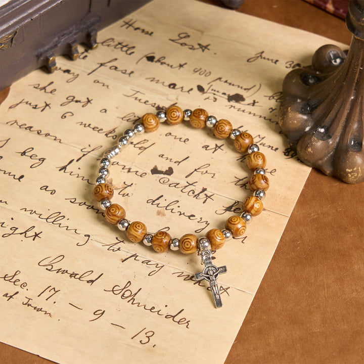 Christianartworkshop Jesus Icon Crucifix Rose Bracelet: Handmade Spiritual Jewelry with Exquisite Craftsmanship