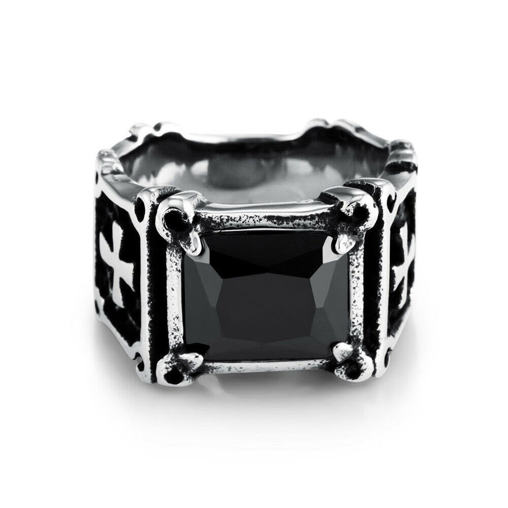 Christianartworkshop Red & Black Gemstone Cross - Embellished Couple Ring: A Symbol of Faith and Style - image 16