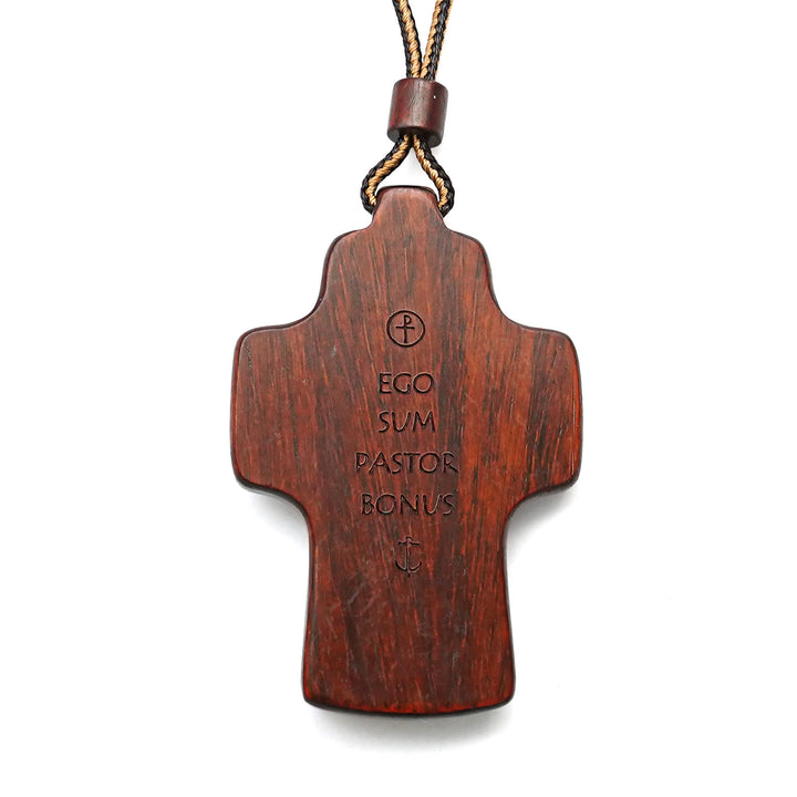 Christianartworkshop Handmade Good Shepherd Jesus With Wood Cross Necklace: A Symbol of Faith and Craftsmanship - image 5