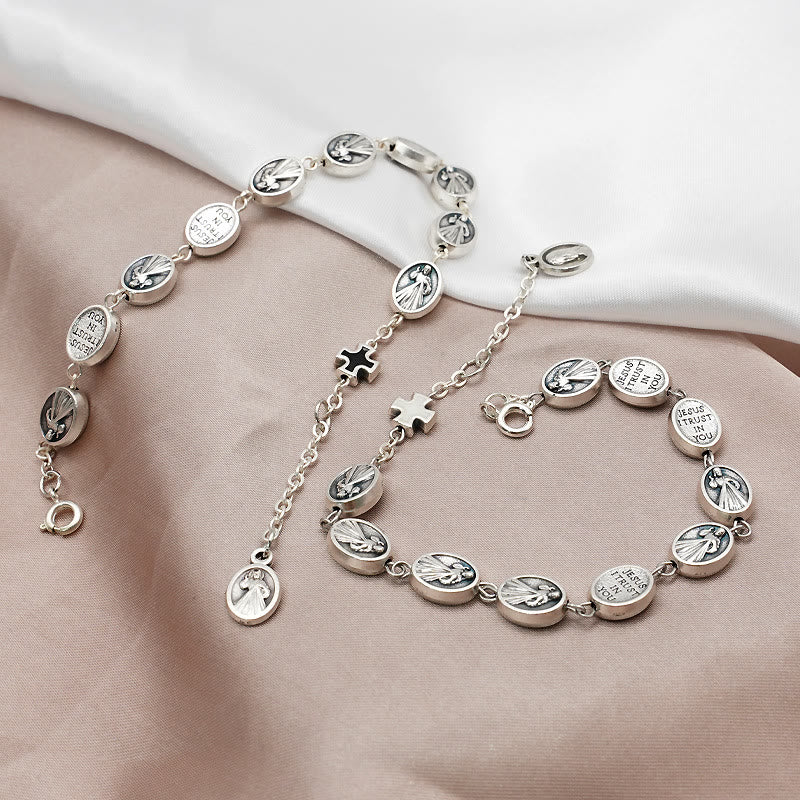 Christianartworkshop St. Benedict, Miraculous Medal & Cross Classic Bracelet: A Timeless Token of Divine Protection - Yeshua Savior - Black - image 0