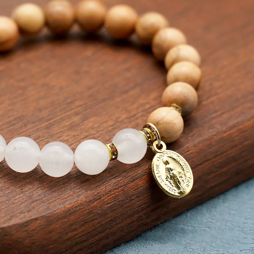 Christianartworkshop Red Agate & White Chalcedony Beads With Our Lady Pendant Bracelets: A Token of Devotion - image 5