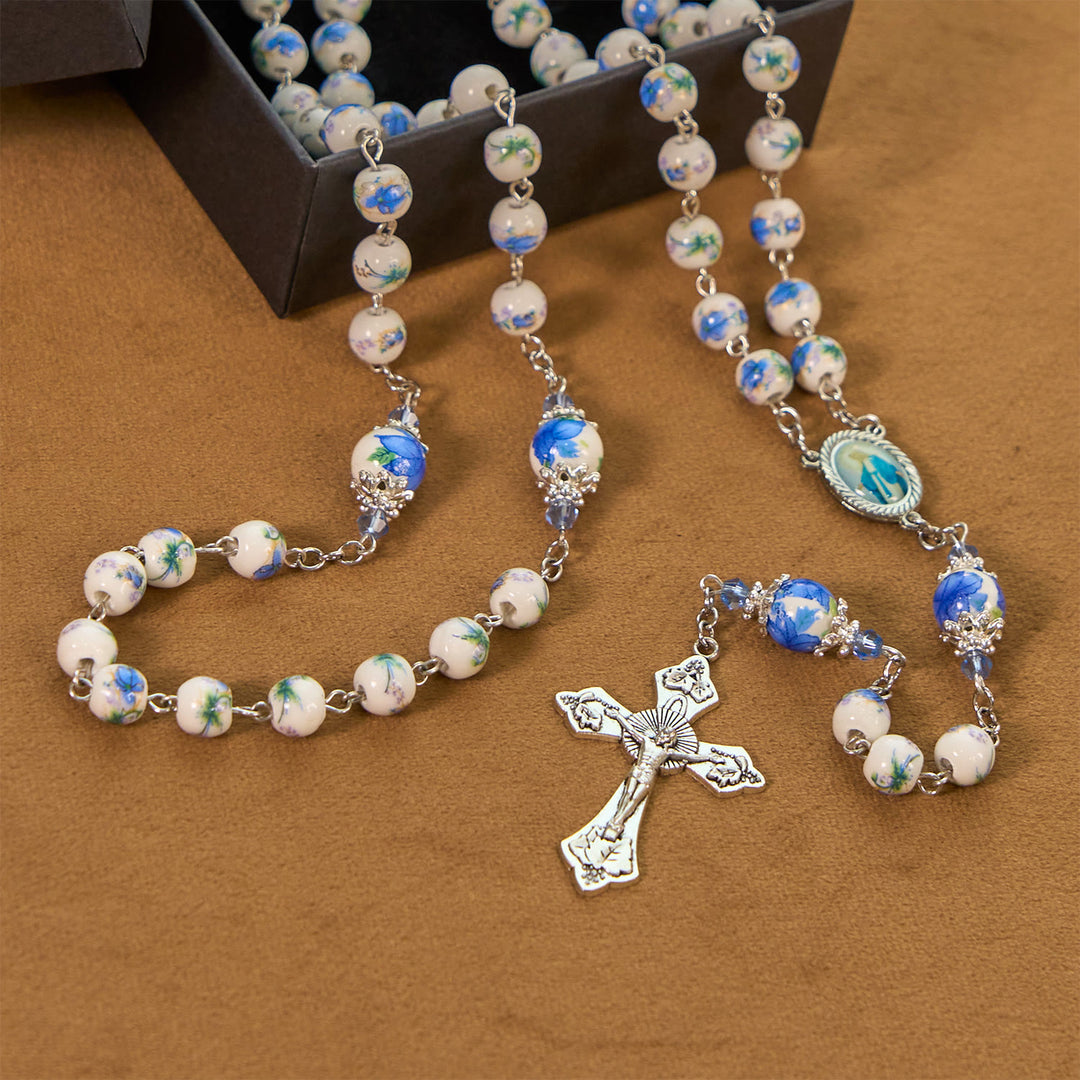Christianartworkshop PRAYERFUL FAITH: Handmade Floral Lily of the Vally Beads Rosary - image 8