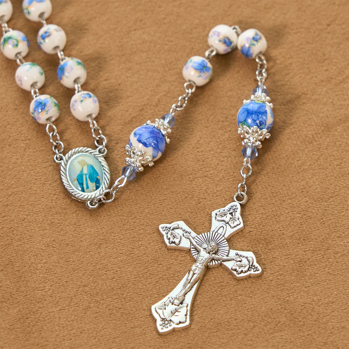 Christianartworkshop PRAYERFUL FAITH: Handmade Floral Lily of the Vally Beads Rosary - image 9
