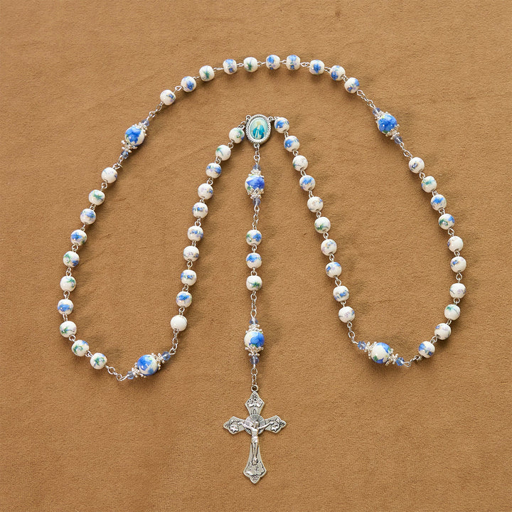 Christianartworkshop PRAYERFUL FAITH: Handmade Floral Lily of the Vally Beads Rosary - image 4