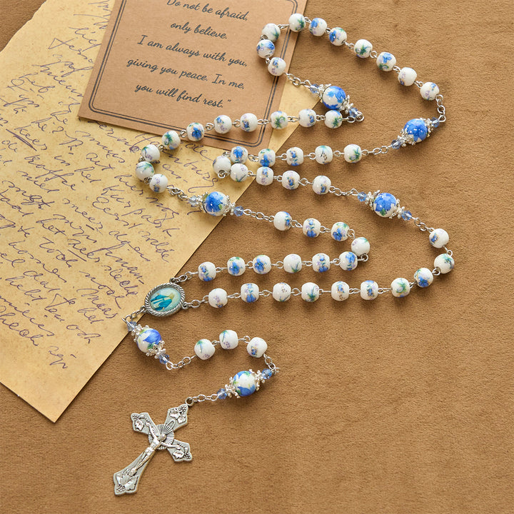 Christianartworkshop PRAYERFUL FAITH: Handmade Floral Lily of the Vally Beads Rosary - image 12