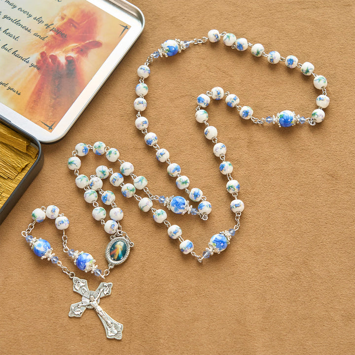 Christianartworkshop PRAYERFUL FAITH: Handmade Floral Lily of the Vally Beads Rosary - image 13
