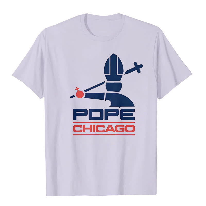 Christianartworkshop Pope Chicago Round Neck T-shirt - Light Purple - 2XL - image 2