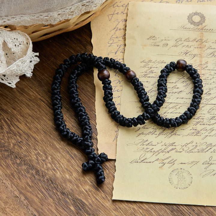 Christianartworkshop Blue & Black Cross 100 Blessing Knots String Necklace: Cherished Symbol of Holy Blessing - image 14