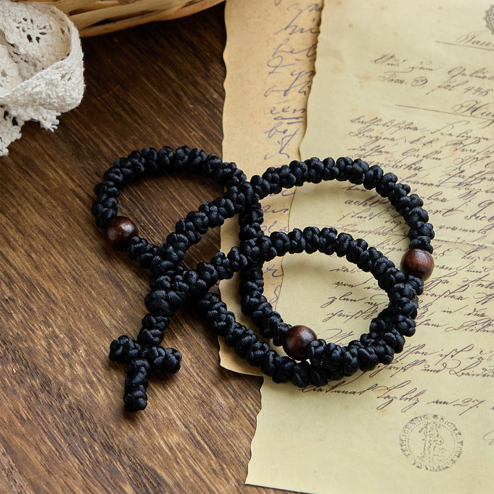 Christianartworkshop Blue & Black Cross 100 Blessing Knots String Necklace: Cherished Symbol of Holy Blessing - image 12