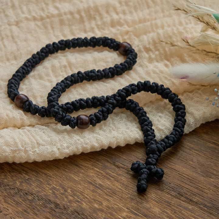 Christianartworkshop Blue & Black Cross 100 Blessing Knots String Necklace: Cherished Symbol of Holy Blessing - image 11