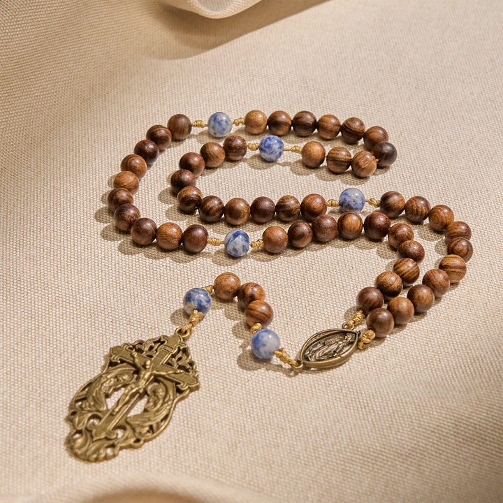 Christianartworkshop PRAYERFUL FAITH: Wooden and Ceramics Beads Blessed Devotion Rosary with Gift Card - image 5