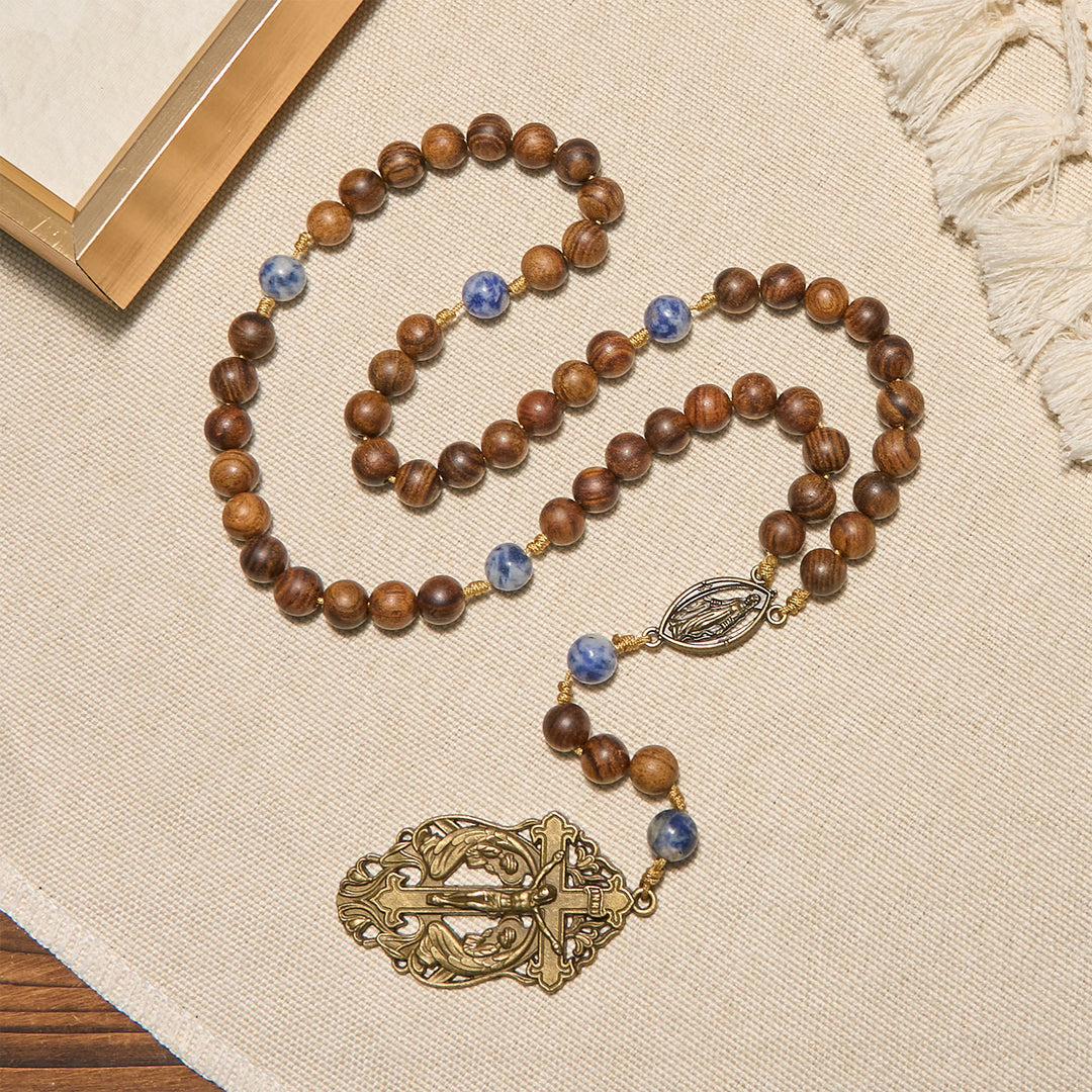 Christianartworkshop PRAYERFUL FAITH: Wooden and Ceramics Beads Blessed Devotion Rosary with Gift Card - image 10