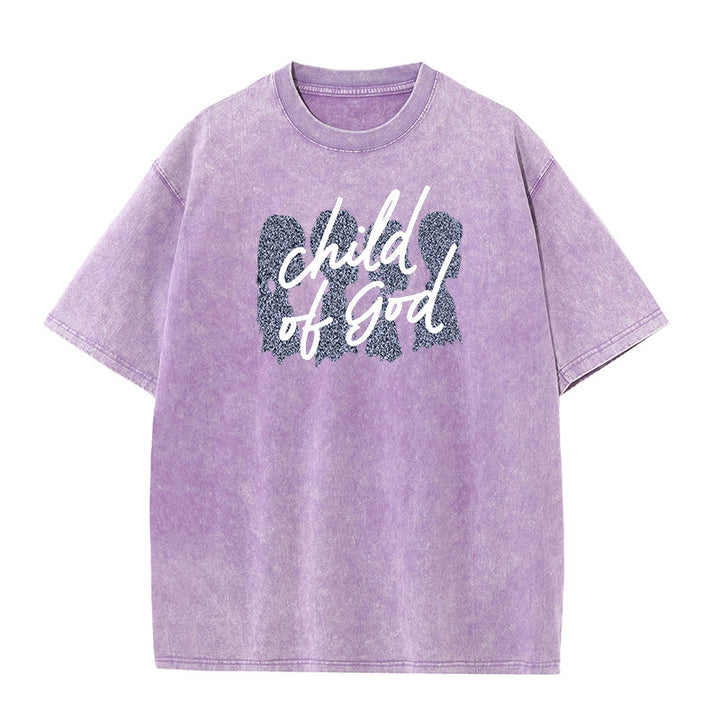 Christianartworkshop Child of God Unisex Washed T-Shirt - Purple - 5XL - image 1