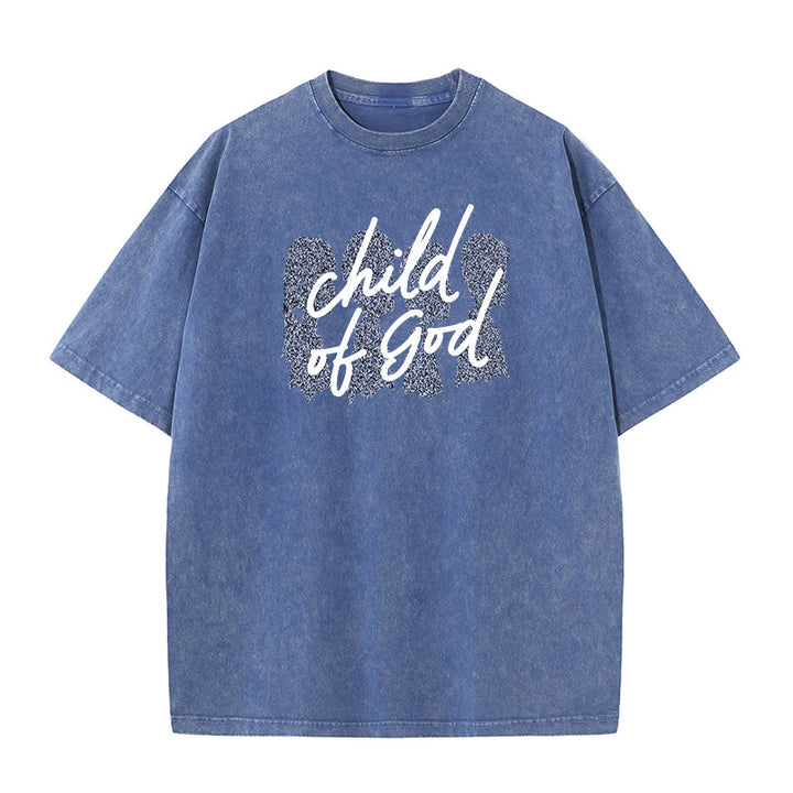 Christianartworkshop Child of God Unisex Washed T-Shirt - Blue - 5XL - image 8