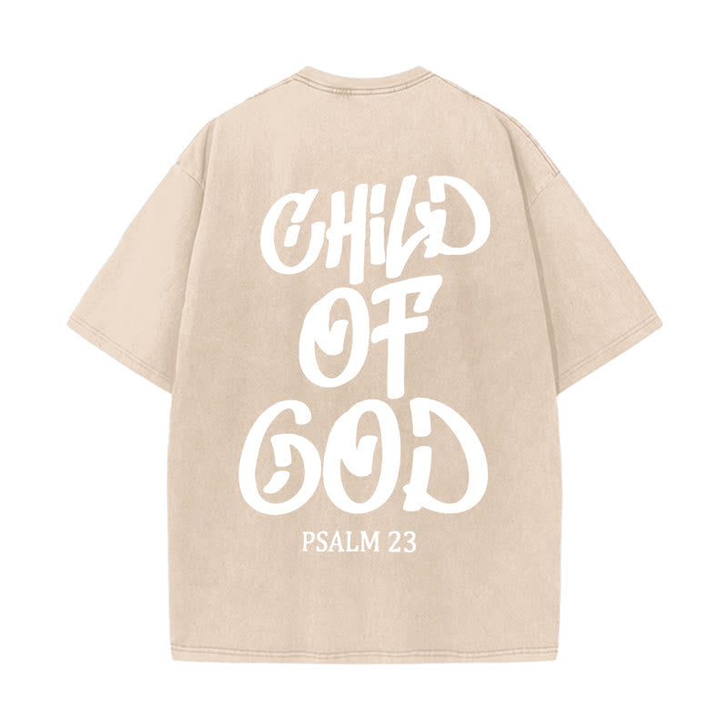 Christianartworkshop Chic Spiritual Child of God Psalm 23 Unisex Washed T-Shirt - Apricot - 5XL - image 14