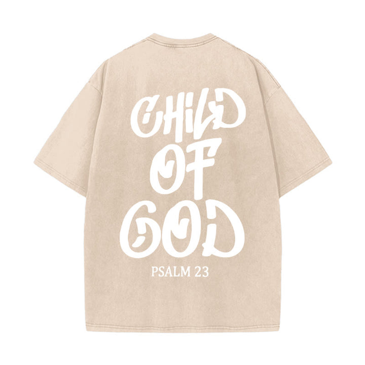 Christianartworkshop Chic Spiritual Child of God Psalm 23 Unisex Washed T-Shirt - Apricot - 5XL - image 14