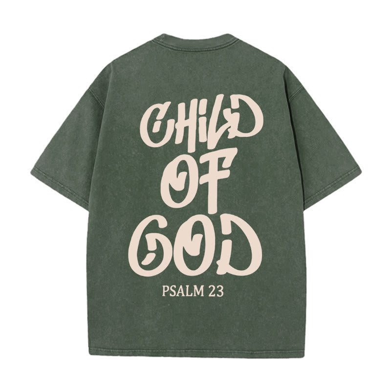 Christianartworkshop Chic Spiritual Child of God Psalm 23 Unisex Washed T-Shirt - Army Green - 5XL - image 7
