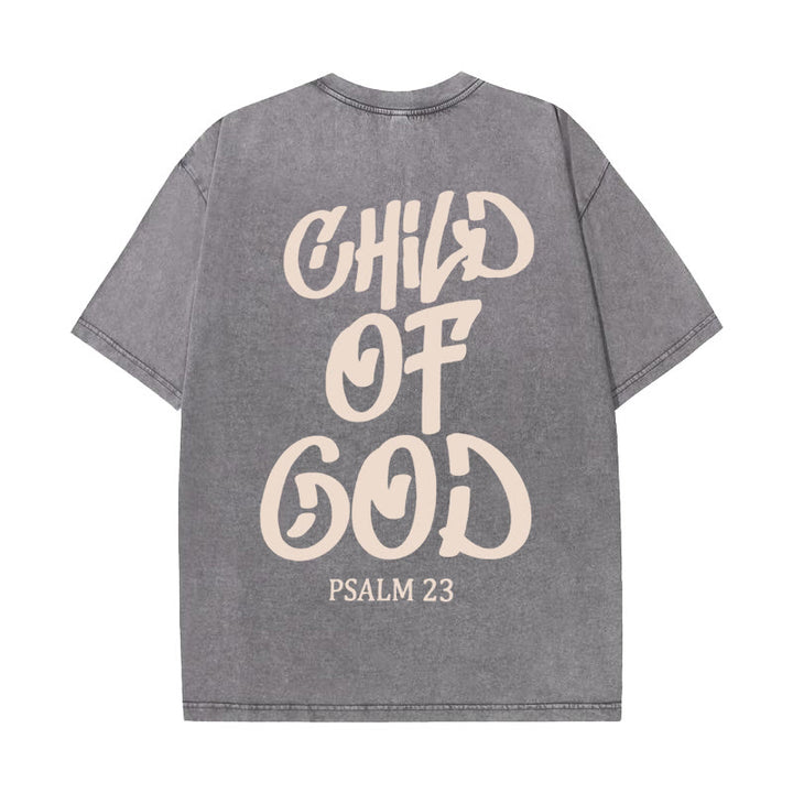 Christianartworkshop Chic Spiritual Child of God Psalm 23 Unisex Washed T-Shirt - Grey - 5XL - image 1