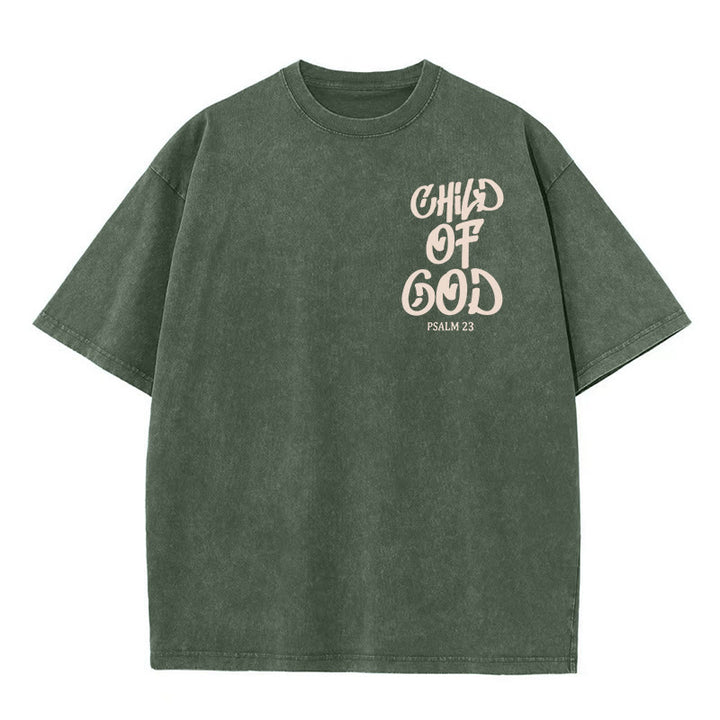 Christianartworkshop Chic Spiritual Child of God Psalm 23 Unisex Washed T-Shirt - image 8
