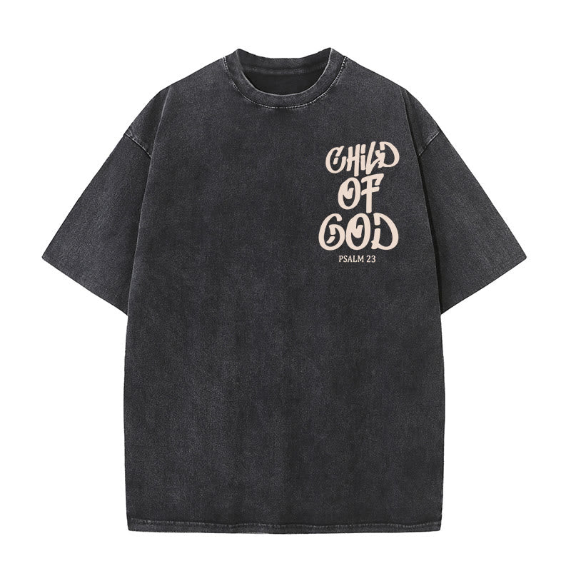 Christianartworkshop Chic Spiritual Child of God Psalm 23 Unisex Washed T-Shirt - image 4