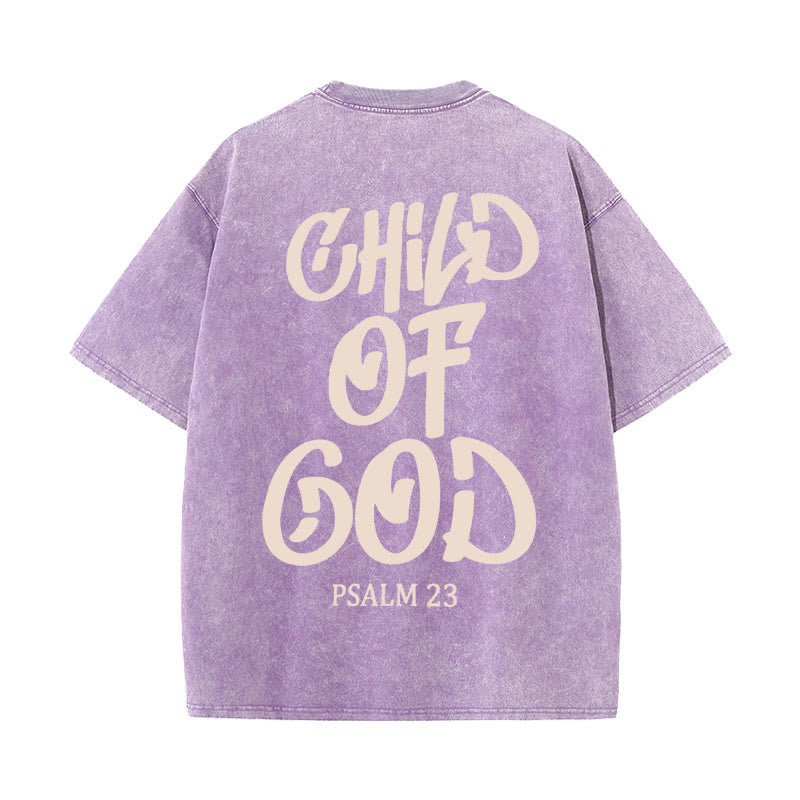 Christianartworkshop Chic Spiritual Child of God Psalm 23 Unisex Washed T-Shirt - Purple - 5XL - image 12