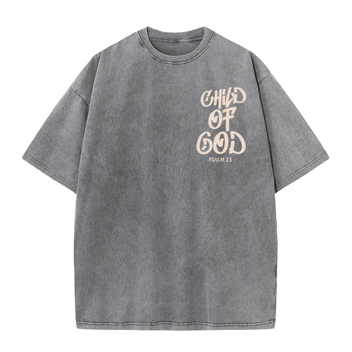 Christianartworkshop Chic Spiritual Child of God Psalm 23 Unisex Washed T-Shirt - image 2