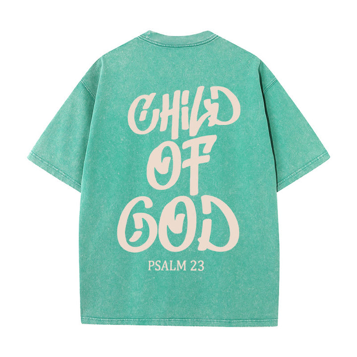 Christianartworkshop Chic Spiritual Child of God Psalm 23 Unisex Washed T-Shirt - Green - 5XL - image 18
