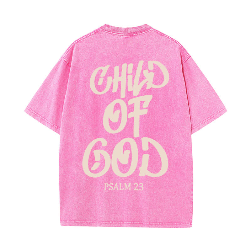 Christianartworkshop Chic Spiritual Child of God Psalm 23 Unisex Washed T-Shirt - Pink - 5XL - image 20