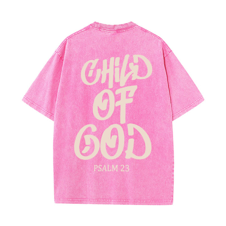 Christianartworkshop Chic Spiritual Child of God Psalm 23 Unisex Washed T-Shirt - Pink - 5XL - image 20