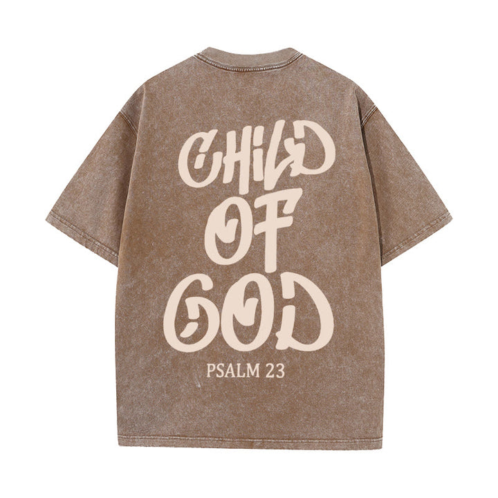 Christianartworkshop Chic Spiritual Child of God Psalm 23 Unisex Washed T-Shirt - Coffee - 5XL - image 16