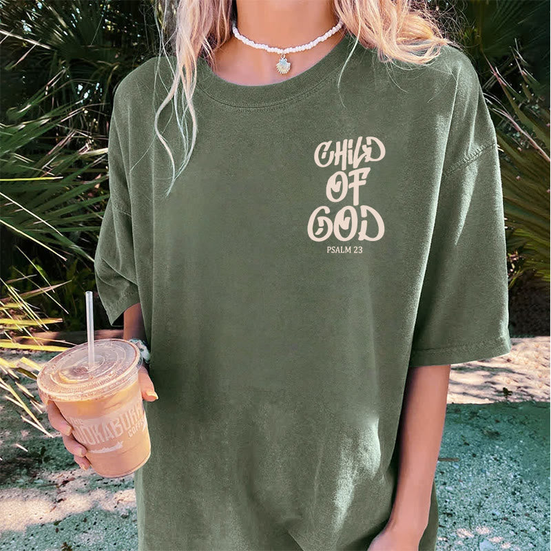 Christianartworkshop Chic Spiritual Child of God Psalm 23 Unisex Washed T-Shirt - image 9