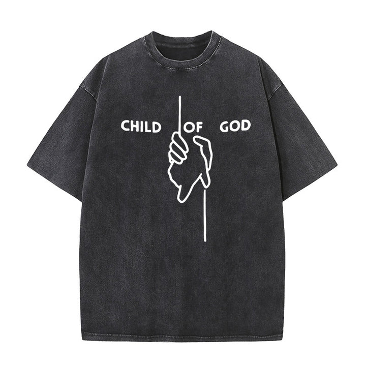 Christianartworkshop Artistic Child of God Unisex Washed T-Shirt: Hand - Cross Design and Eternal Faith - Black - 5XL - image 1