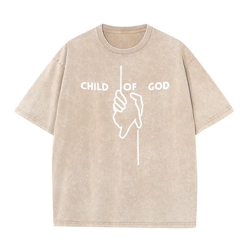 Christianartworkshop Artistic Child of God Unisex Washed T-Shirt: Hand - Cross Design and Eternal Faith - Apricot - 5XL - image 9
