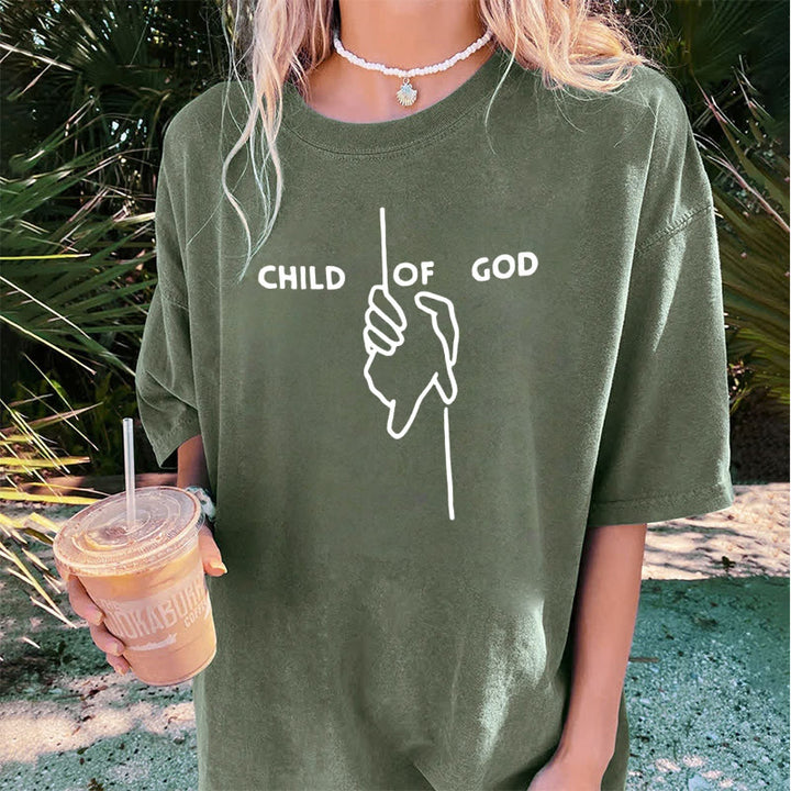 Christianartworkshop Artistic Child of God Unisex Washed T-Shirt: Hand - Cross Design and Eternal Faith - image 5