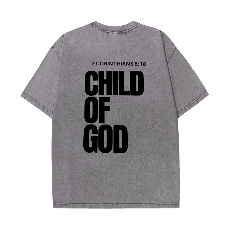 Christianartworkshop Minimalist Child of God Unisex Washed T-Shirt: Bold Faith in Clean Design - Grey - 5XL - image 8