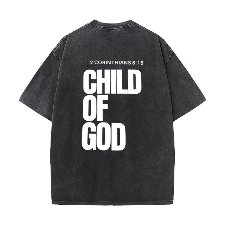 Christianartworkshop Minimalist Child of God Unisex Washed T-Shirt: Bold Faith in Clean Design - Black - 5XL - image 1