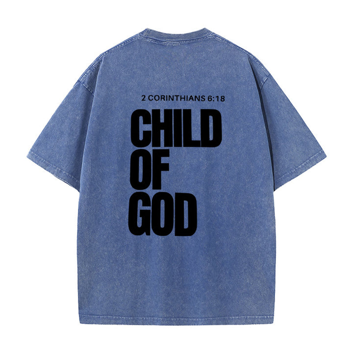 Christianartworkshop Minimalist Child of God Unisex Washed T-Shirt: Bold Faith in Clean Design - Blue - 5XL - image 10