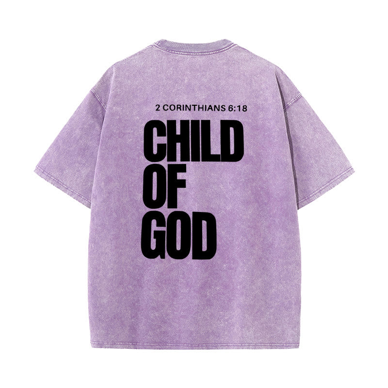 Christianartworkshop Minimalist Child of God Unisex Washed T-Shirt: Bold Faith in Clean Design - Purple - 5XL - image 12